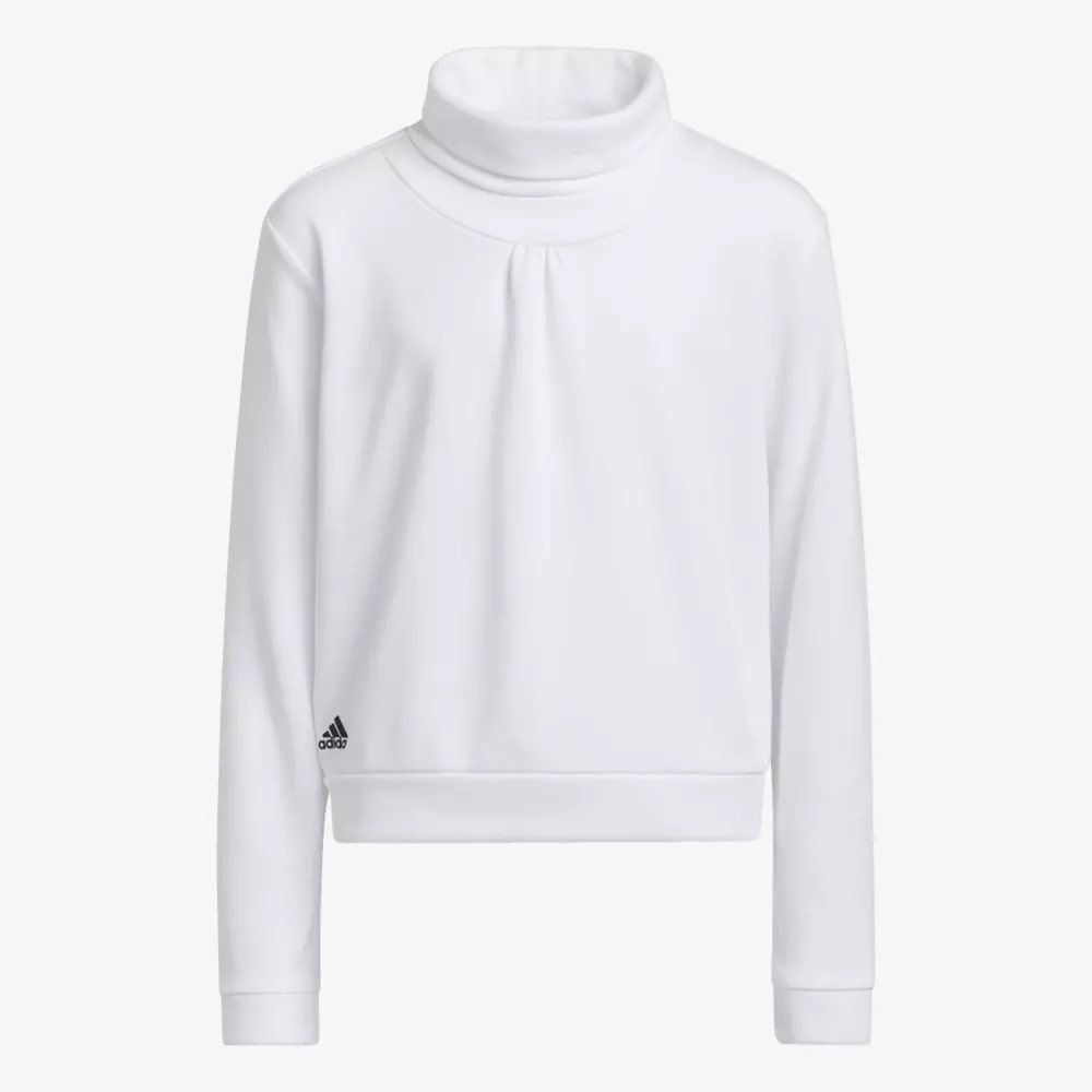 Adidas Mock Neck Golf Sweatshirt Girls XL White Minimalist Preppy Activewear